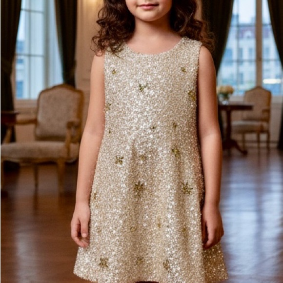 Elegant little attitudes by DebraGold and‎ cream Sequin Kids Dress